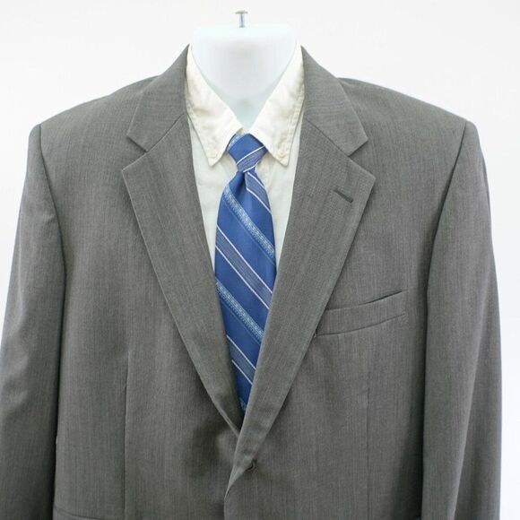 Joseph & Feiss Wool 2 Piece Suit 40S Gray Striped 44/29 Flat Front High Rise 2 B - Picture 6 of 16